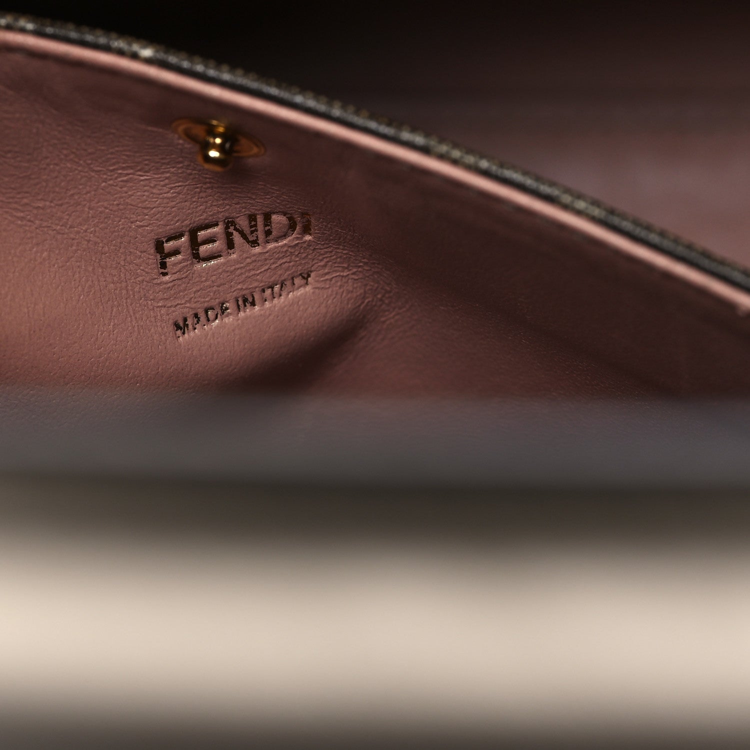 Fendi Vitello Seta Glazed Fabric FF 1974 Medium Peekaboo X-Lite Nuvola Mogano Panna 6 of 11