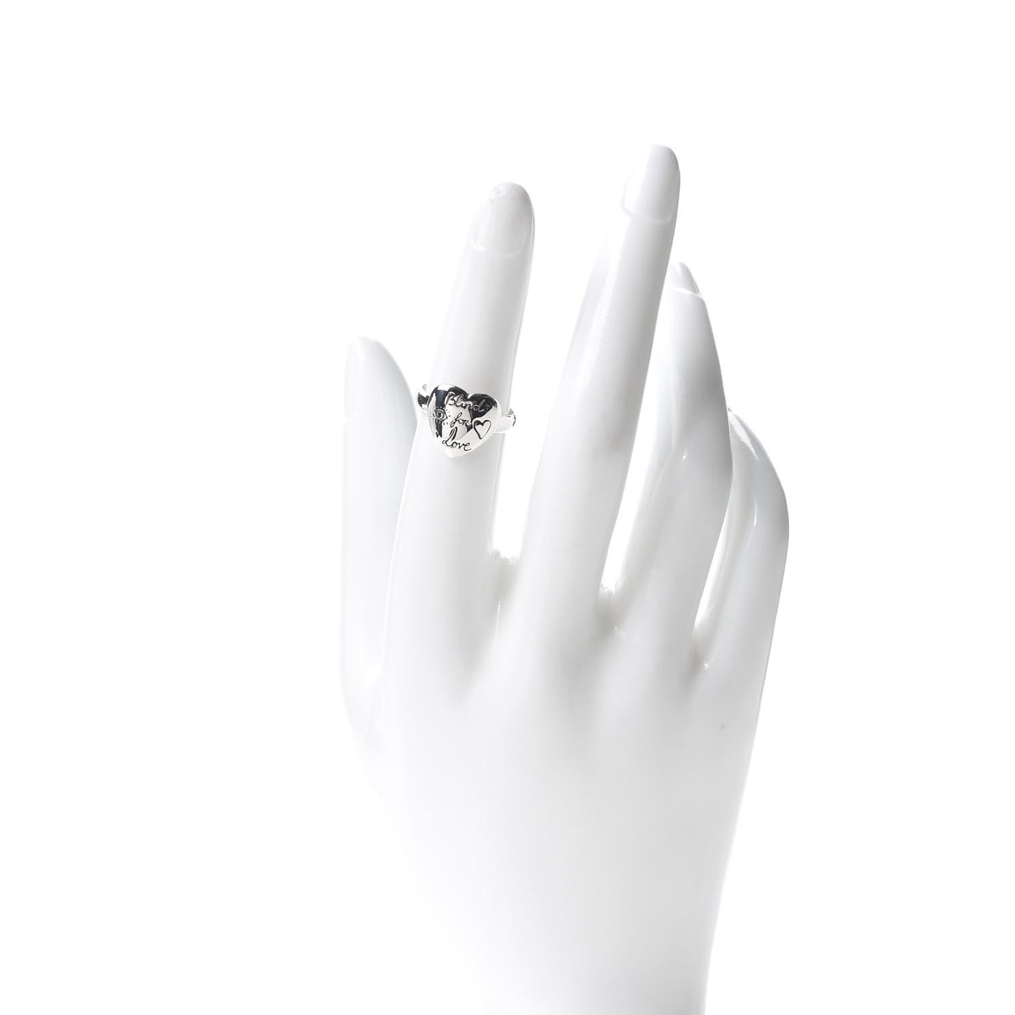 Sterling Silver Blind for Love Heart Band Ring 50 5.25