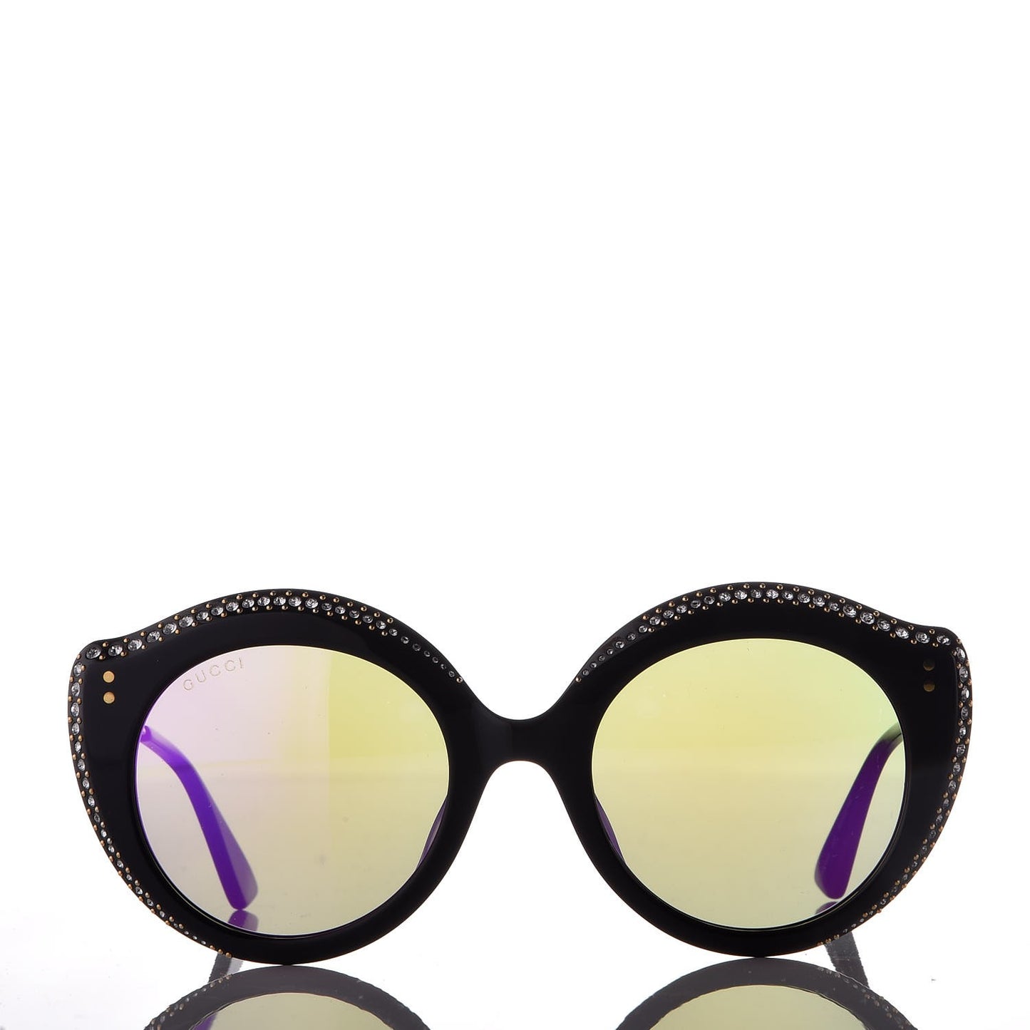 Crystal Cat Eye GG0214S Sunglasses Black Gold Pink