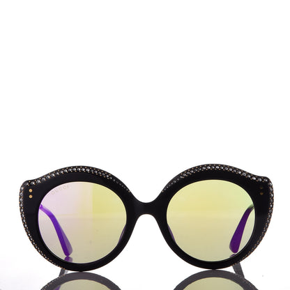 Gucci Crystal Cat Eye GG0214S Sunglasses Black Gold Pink 2 of 10