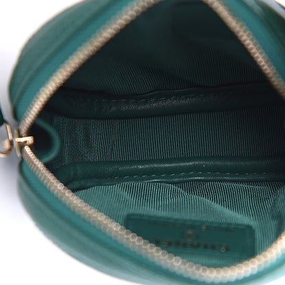 Chanel Metallic Caviar Quilted Zip Around Classic Coin Purse Green 4 of 6