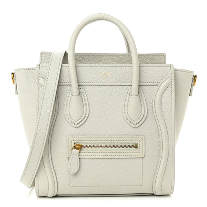 Celine Drummed Calfskin Nano Luggage Chalk 1 of 10