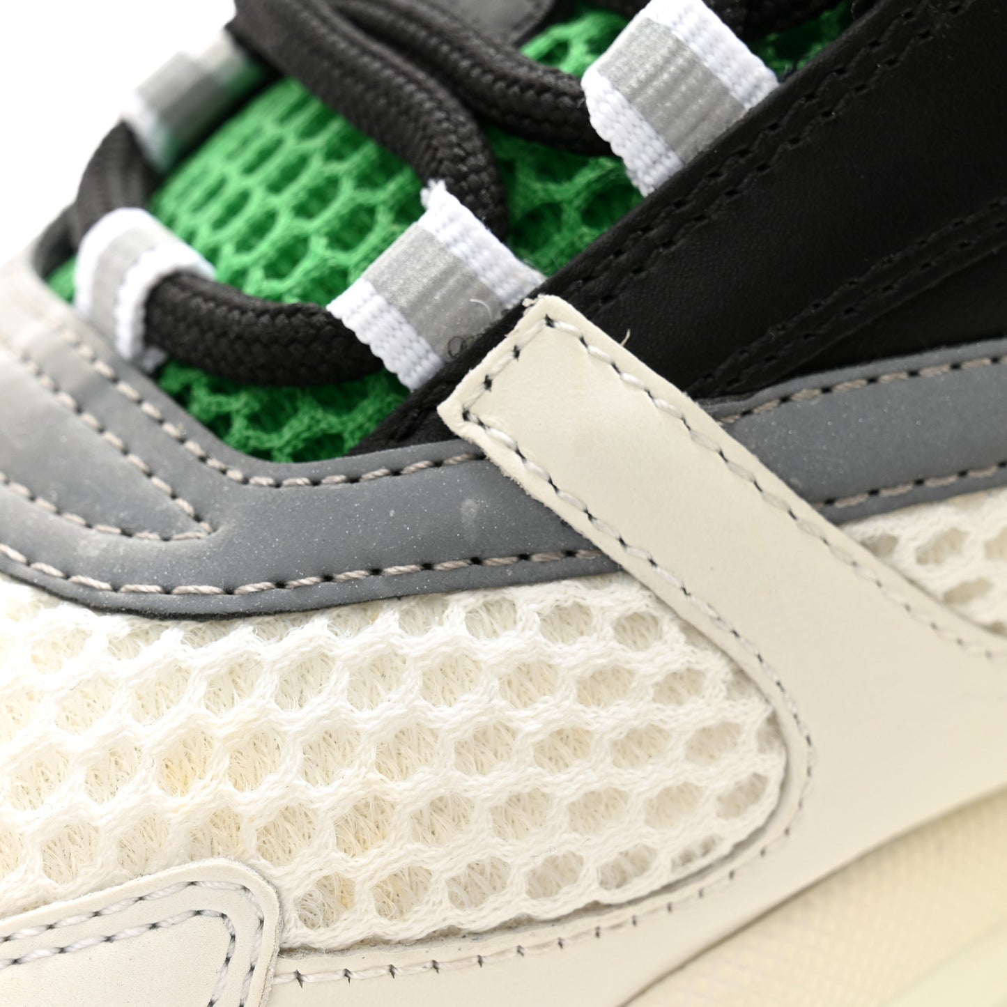 Technical Mesh Calfskin Mens B22 Sneakers 40 Green Black White