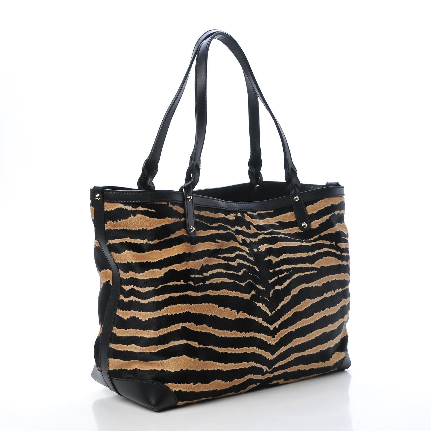 Gucci Calf Hair Zebra Print Medium Craft Tote Black 4 of 10