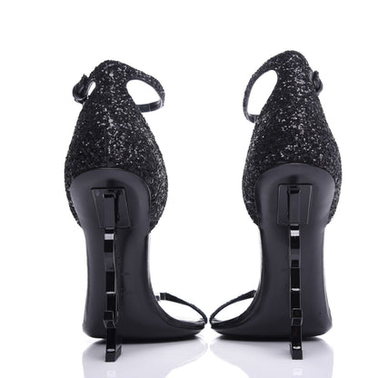 Saint Laurent Glitter Opyum 110 Sandals 39 Black 7 of 11