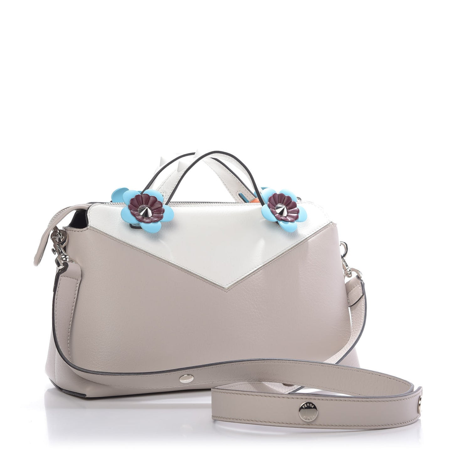 Vitello Dolce Flowerland Studded Medium By The Way Boston Bag Grigio Polvere White Ice Multicolor