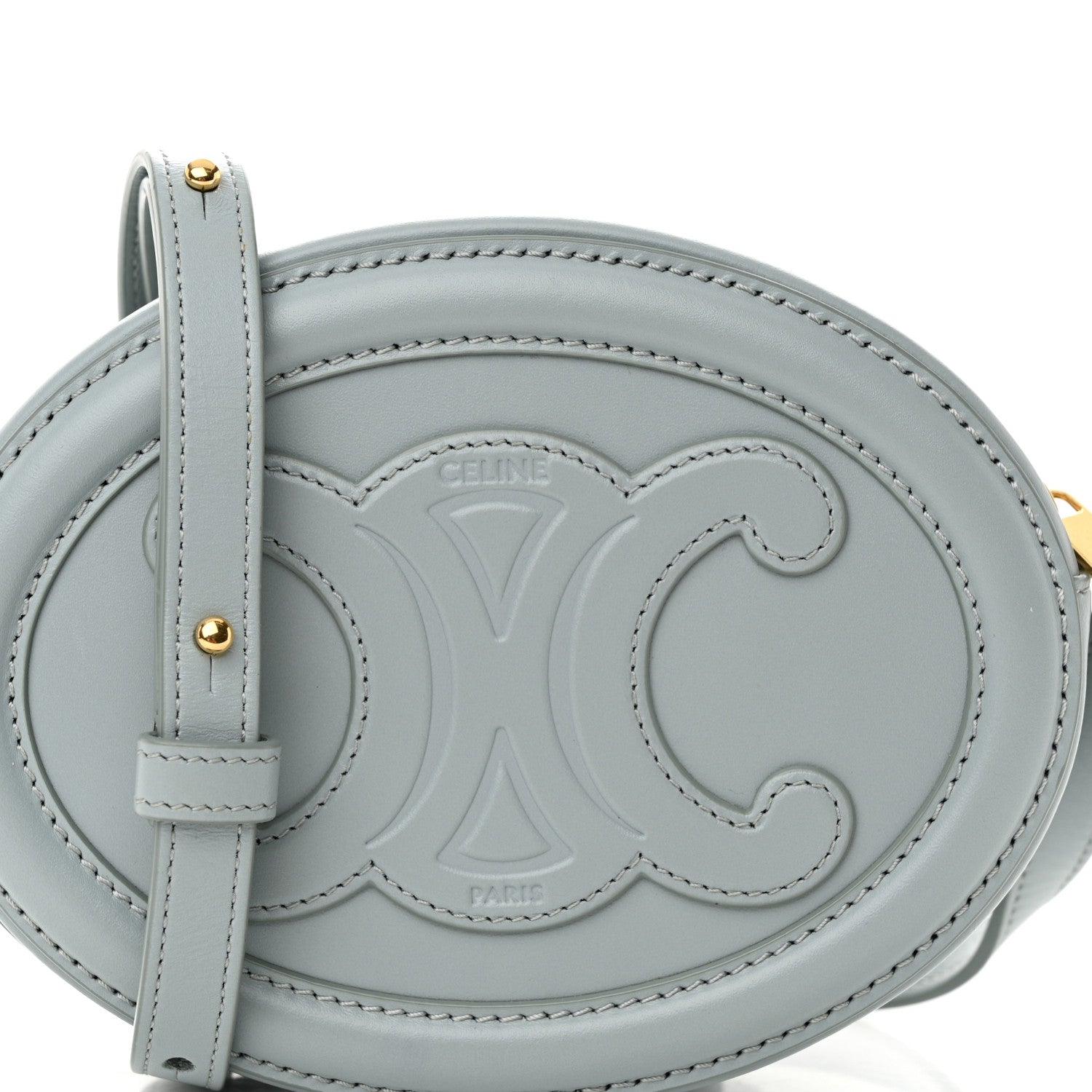 Celine Smooth Calfskin Cuir Small Triomphe Oval Crossbody Purse Ice Blue 7 of 10