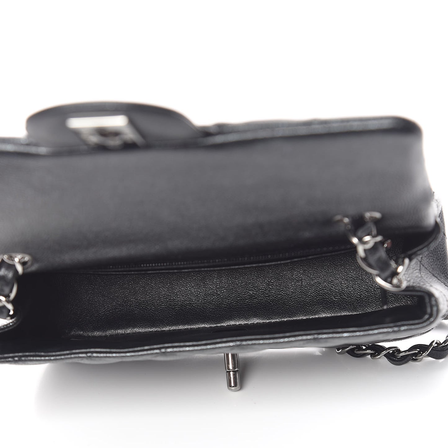 Iridescent Caviar Quilted Mini Rectangular Flap Black