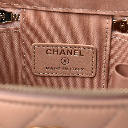 Chanel Lambskin Quilted Top Handle Mini Vanity Case With Chain Beige 6 of 10