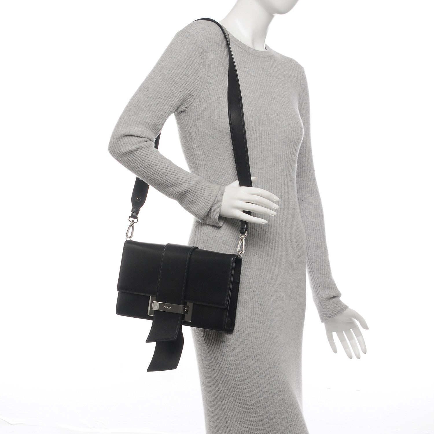 Prada City Calf Ribbon Bag Nero Black 2 of 7