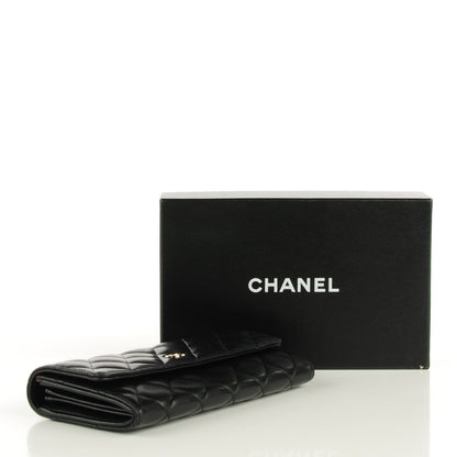 Chanel Lambskin Quilted Large Gusset Flap Wallet Black 4 of 8