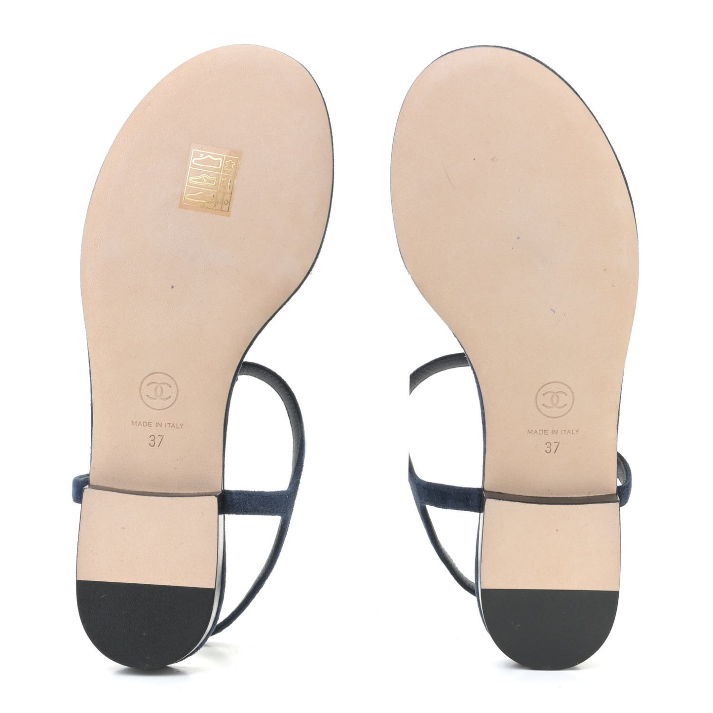 Suede Calfskin Thong Sandals 37 Navy Blue
