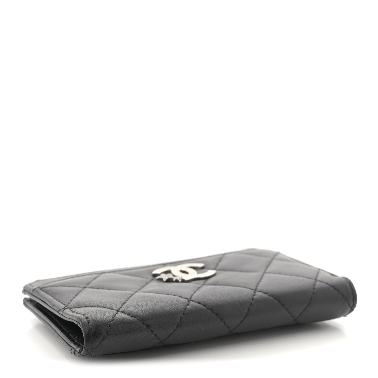 Chanel Lambskin Quilted Studded CC Zip Card Holder Black 4 of 8