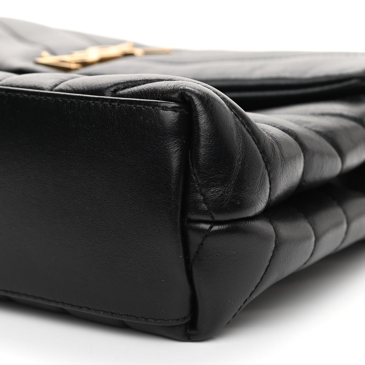 Calfskin Y Quilted Monogram Small Loulou Chain Satchel Black