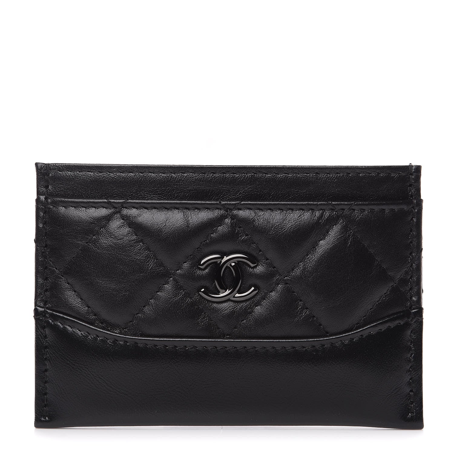 Chanel Aged Calfskin Quilted Gabrielle Card Holder Wallet So Black 1 of 8
