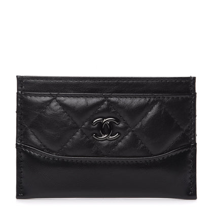 Chanel Aged Calfskin Quilted Gabrielle Card Holder Wallet So Black 1 of 8