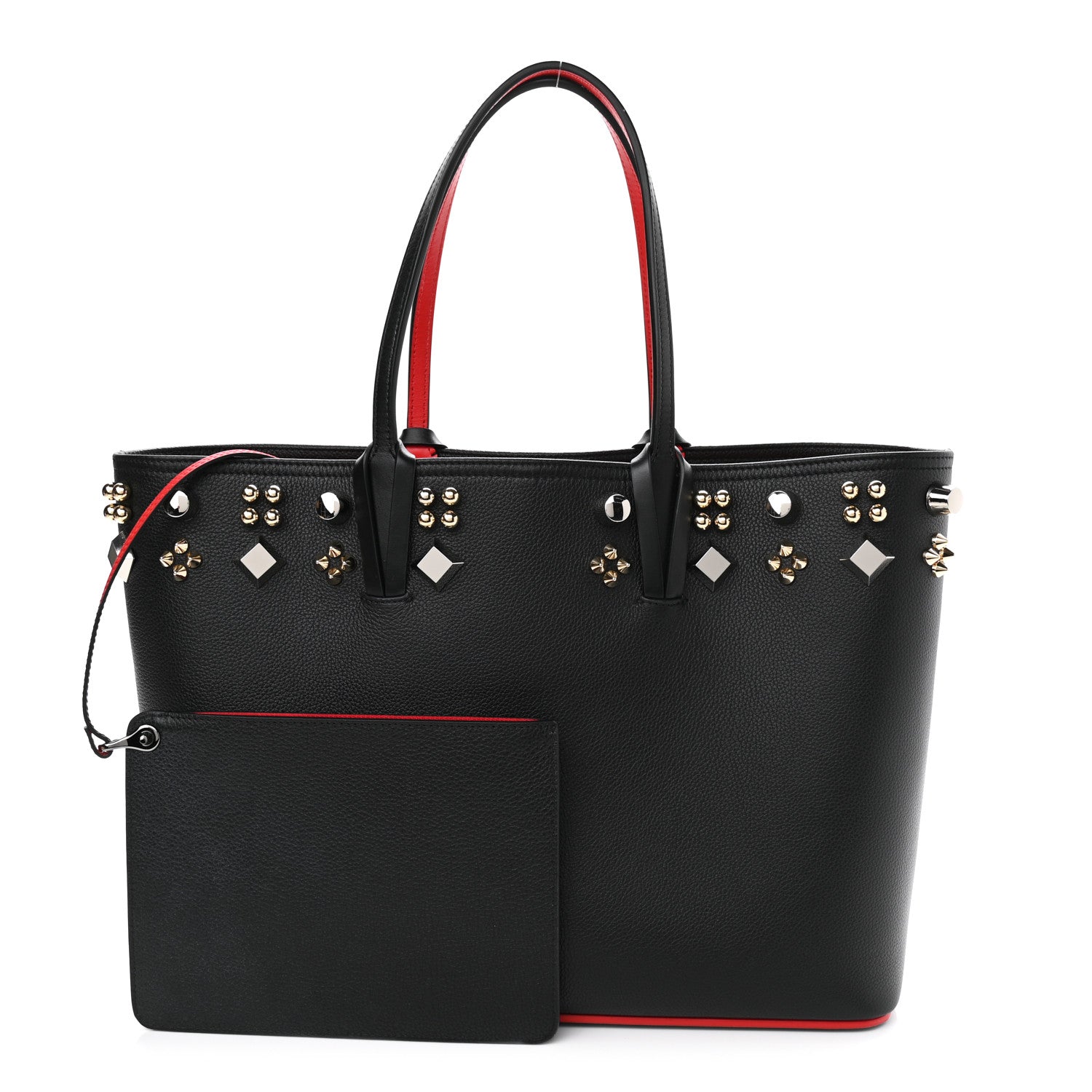 Christian Louboutin Calfskin Empire Spike Studded East West Cabata Tote Black 1 of 12