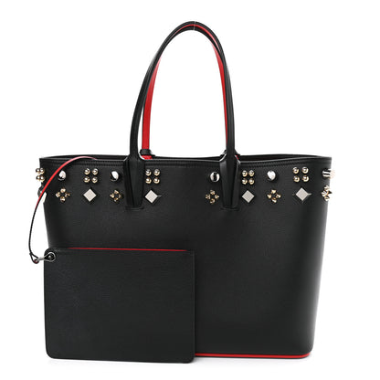 Christian Louboutin Calfskin Empire Spike Studded East West Cabata Tote Black 1 of 12
