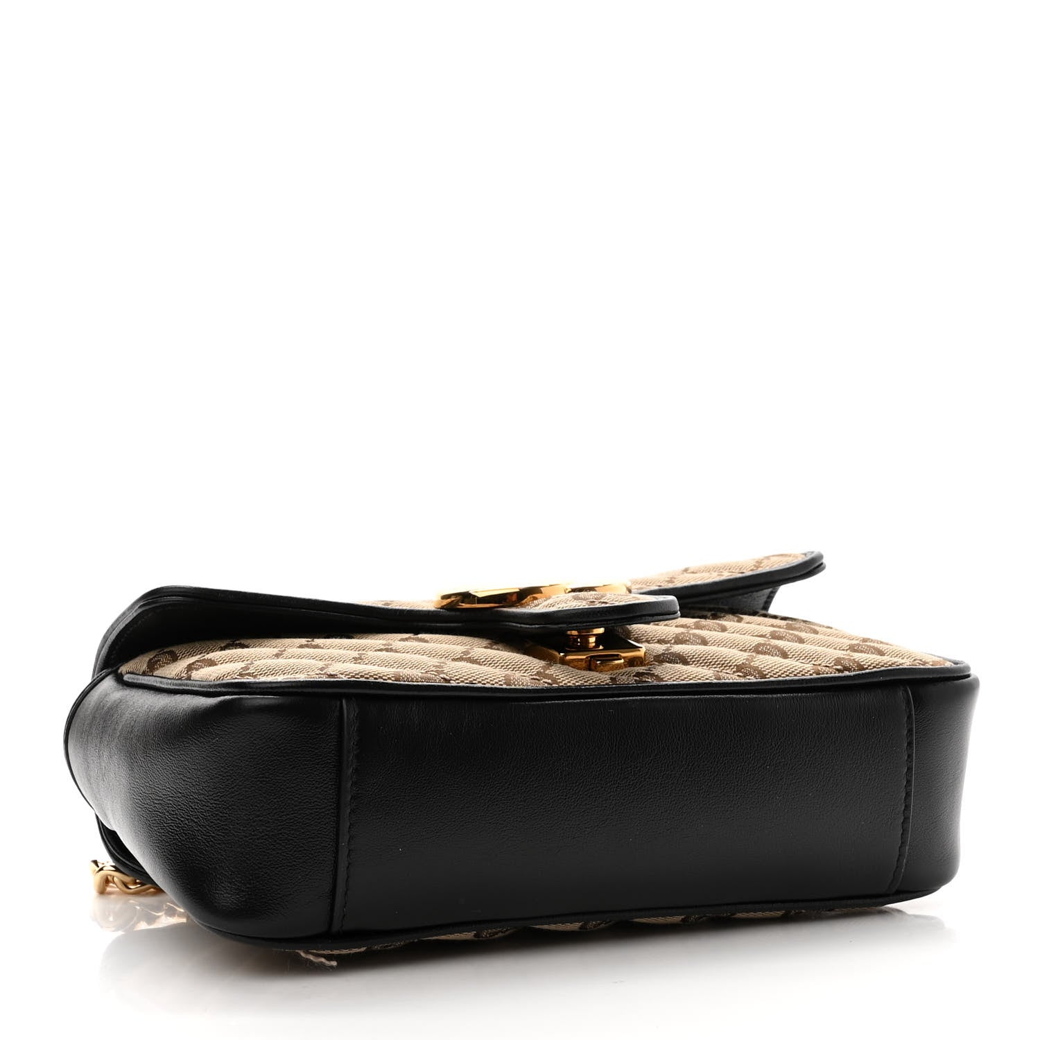 Gucci Monogram Matelasse Diagonal Mini GG Marmont Shoulder Bag Beige Black 4 of 10
