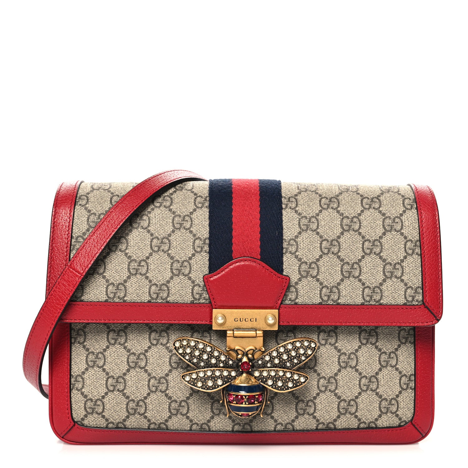 Gucci GG Supreme Monogram Medium Queen Margaret Shoulder Bag Red 1 of 12
