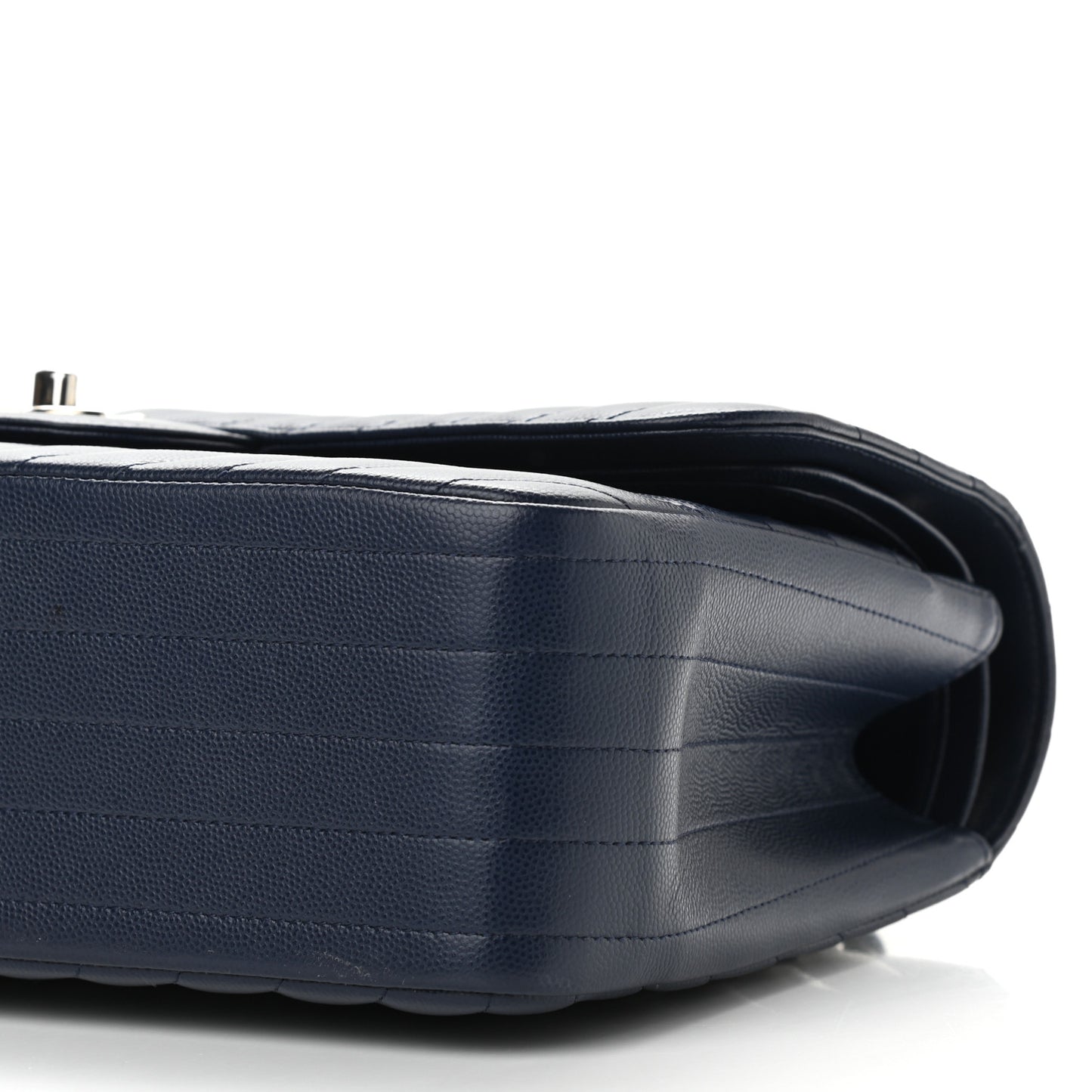 Caviar Chevron Quilted Jumbo Double Flap Navy