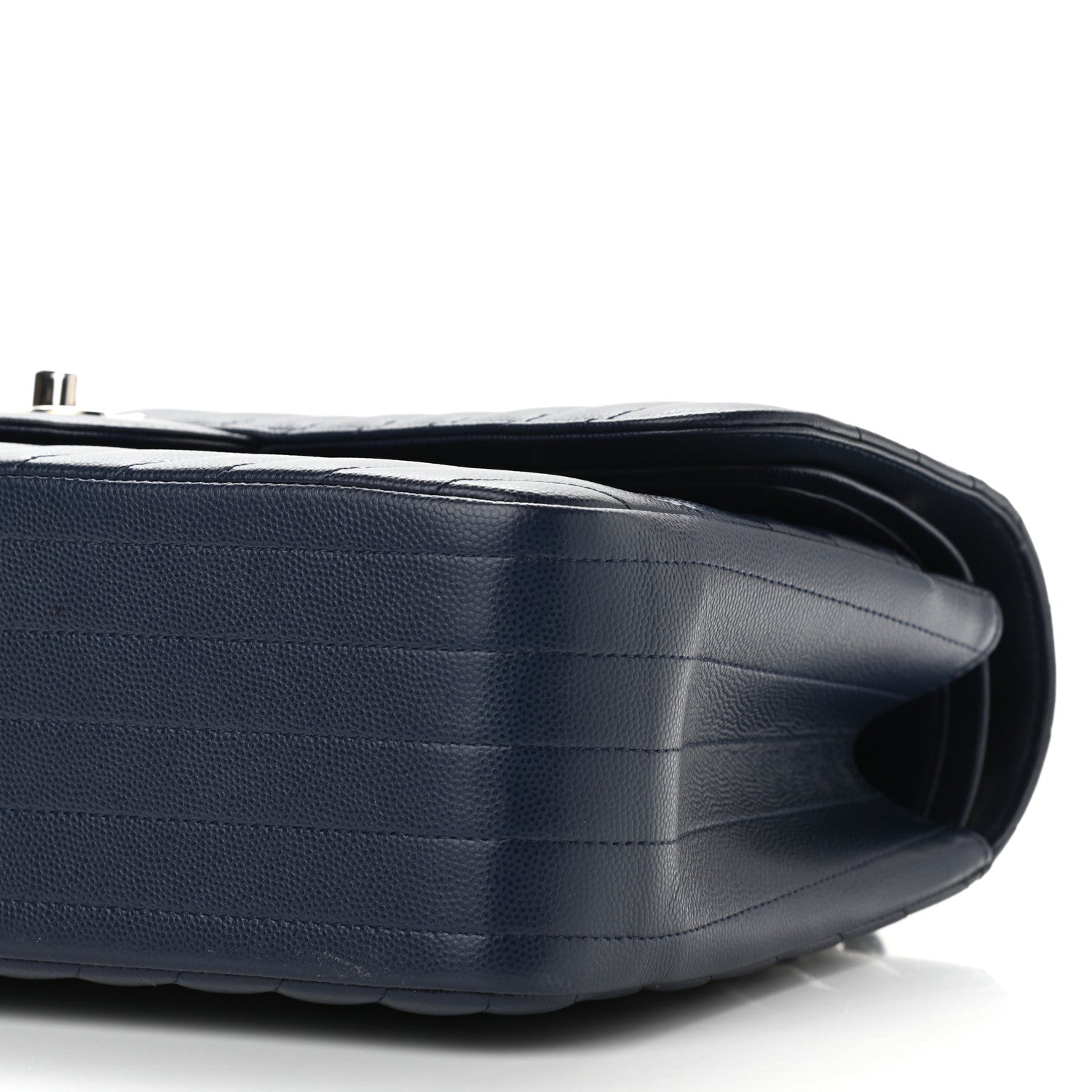 Chanel Caviar Chevron Quilted Jumbo Double Flap Navy 10 of 12