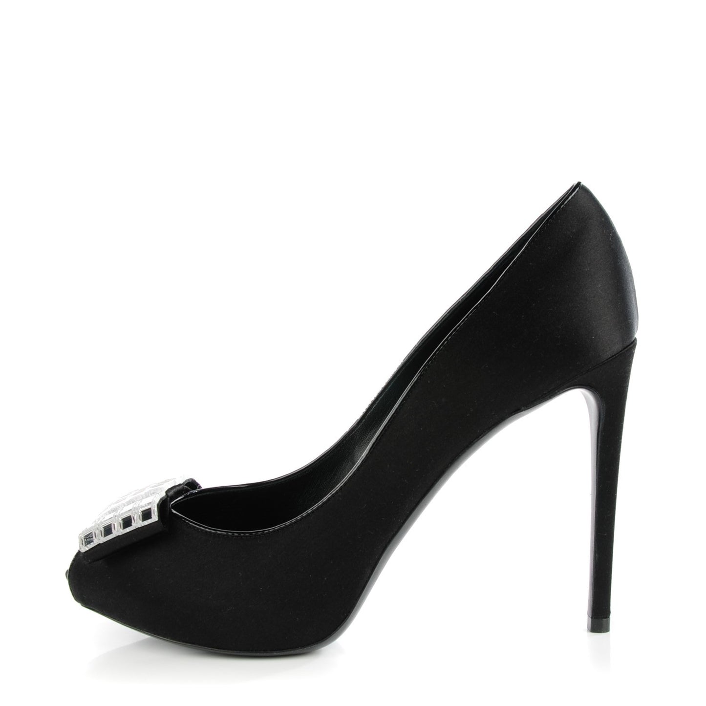 Satin Music Hall Open Toe Pumps 40 Black