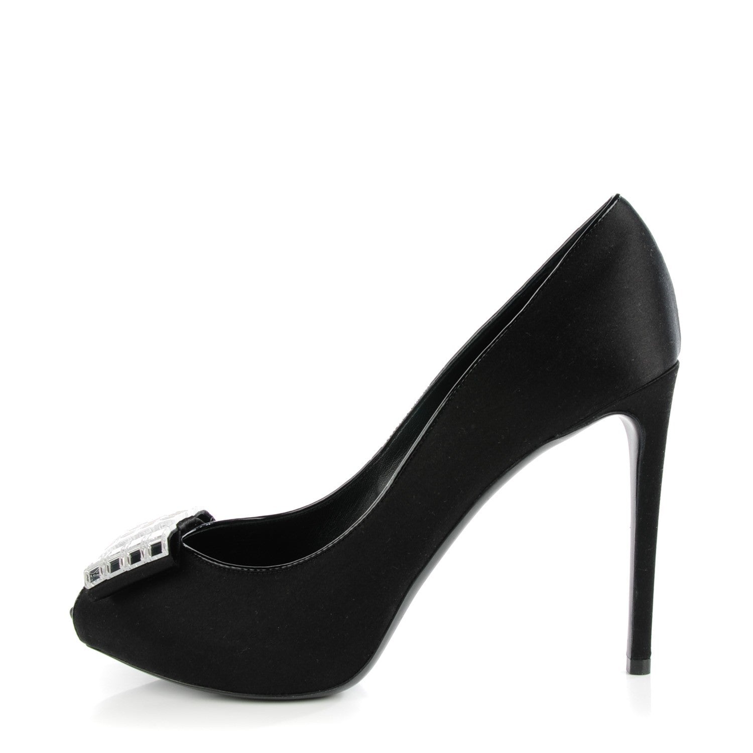 Louis Vuitton Satin Music Hall Open Toe Pumps 40 Black 1 of 9