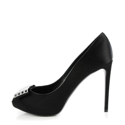 Louis Vuitton Satin Music Hall Open Toe Pumps 40 Black 1 of 9