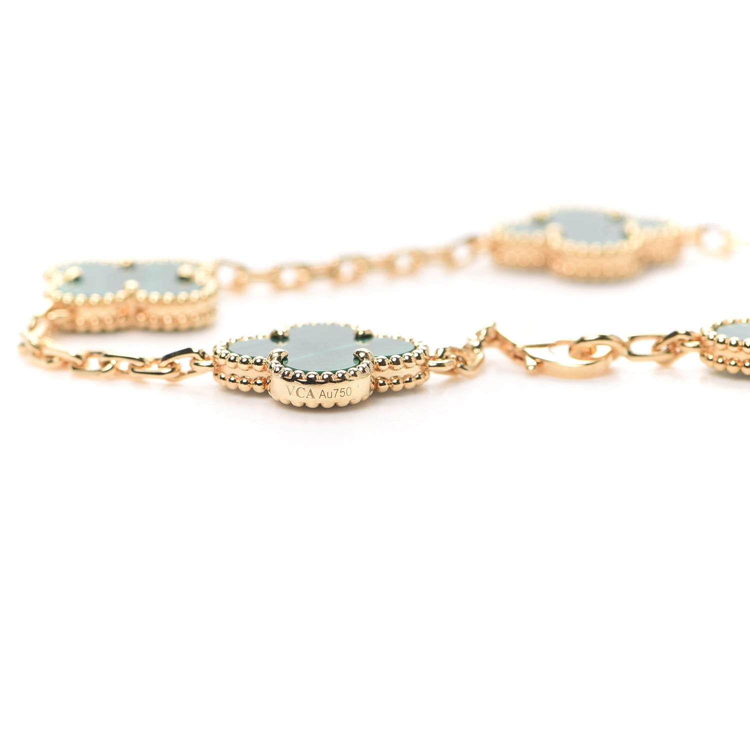 Van Cleef & Arpels 18K Yellow Gold Malachite 5 Motifs Vintage Alhambra Bracelet 5 of 8