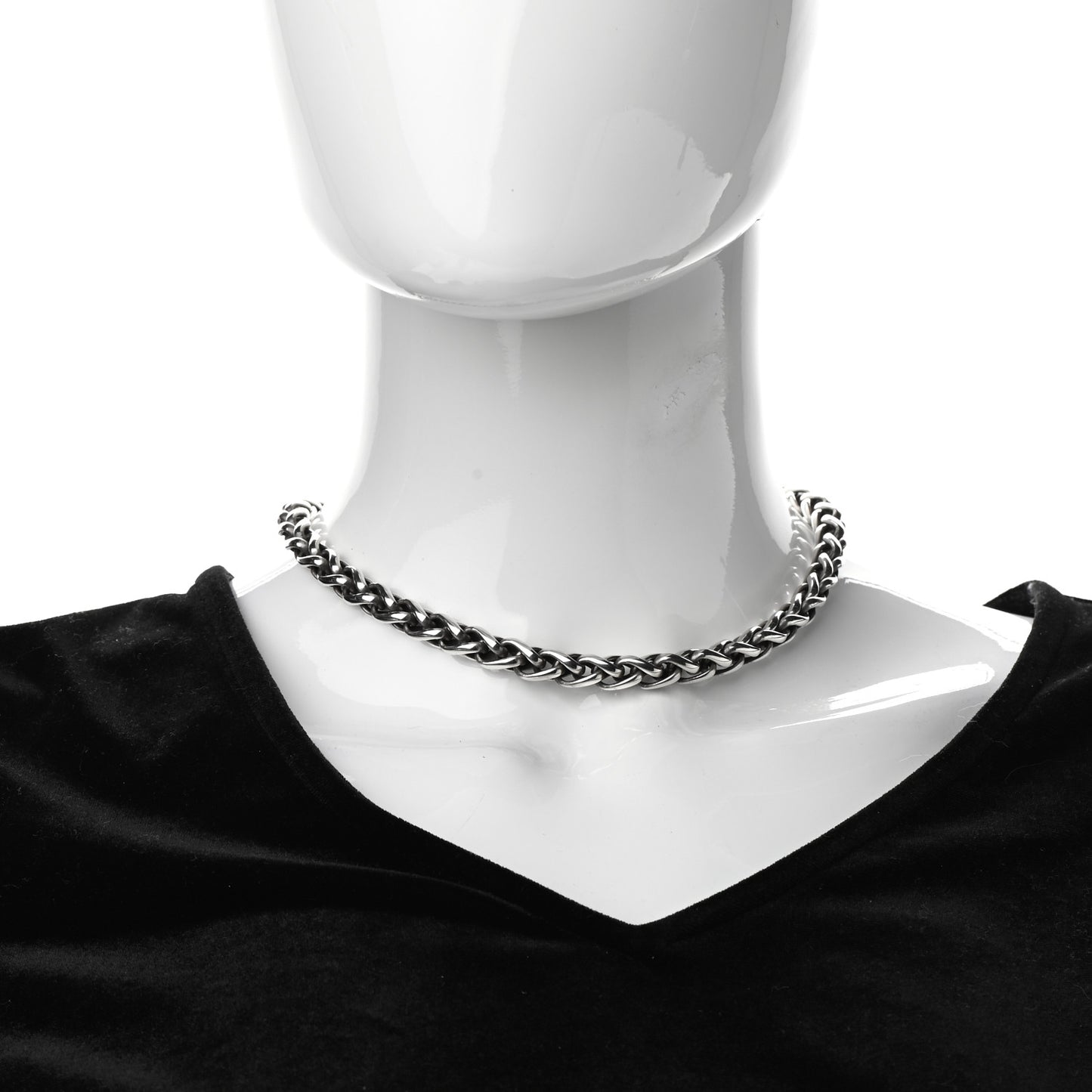 Sterling Silver 14K Yellow Gold 8mm Wheat Chain Necklace