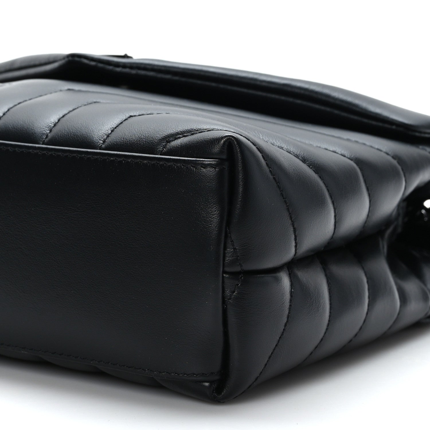 Saint Laurent Calfskin Y Quilted Monogram Monochrome Small Loulou Chain Satchel Black 9 of 9