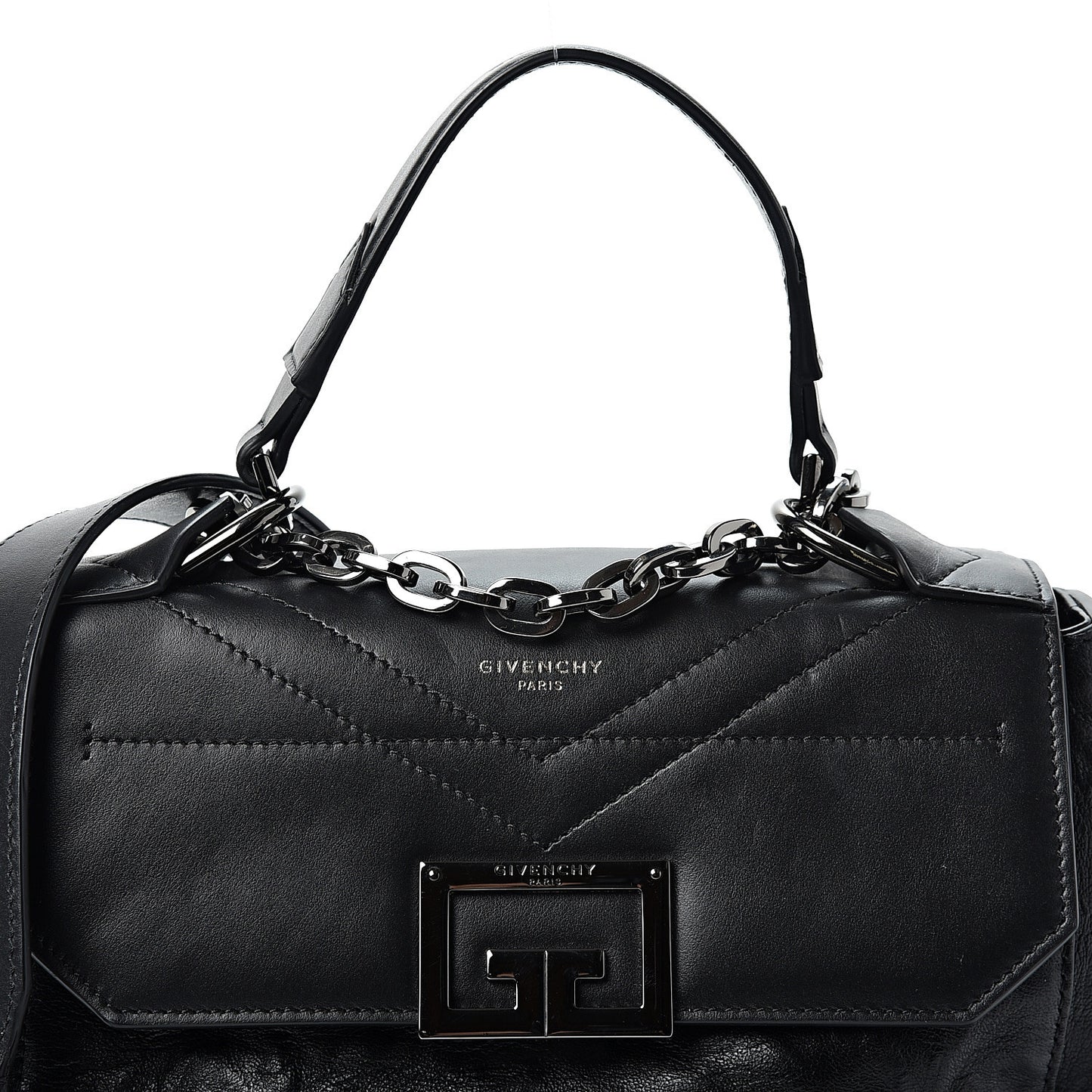 Crinkled Patent Calfskin Small ID Flap Black