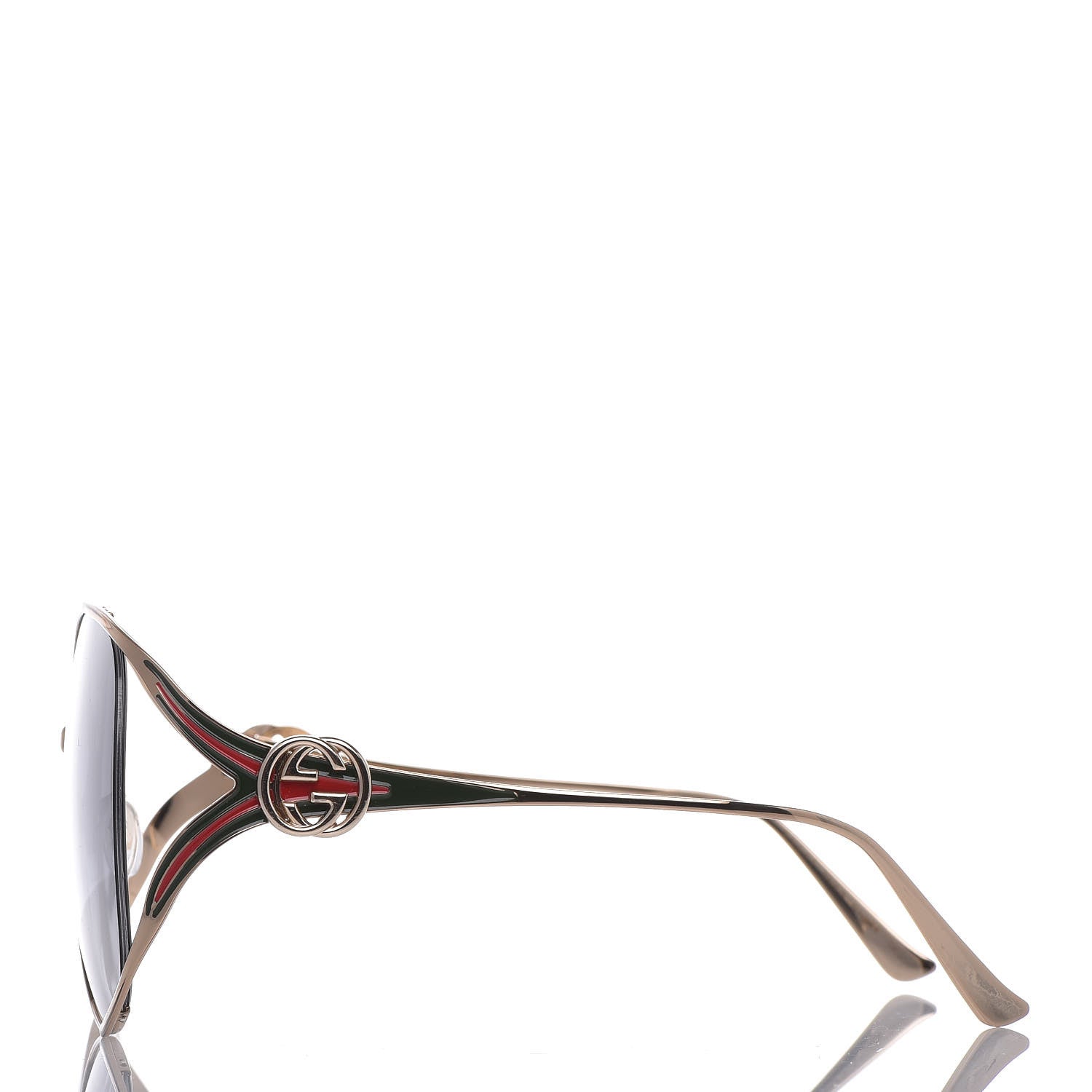 Gucci Metal Oversized Round Frame GG0225S Sunglasses Gold 2 of 7