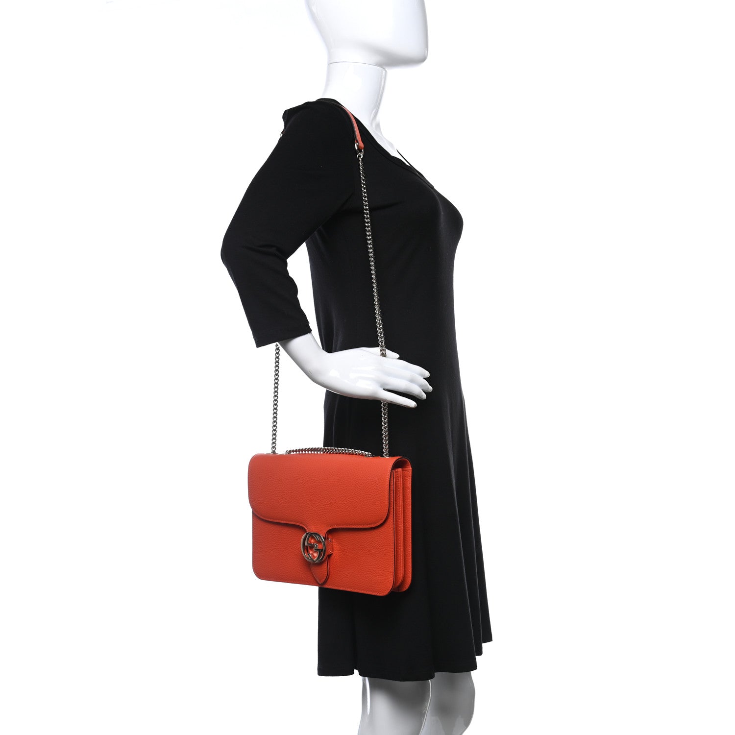 Gucci Dollar Calfskin Interlocking G Shoulder Bag Sun Orange 2 of 5