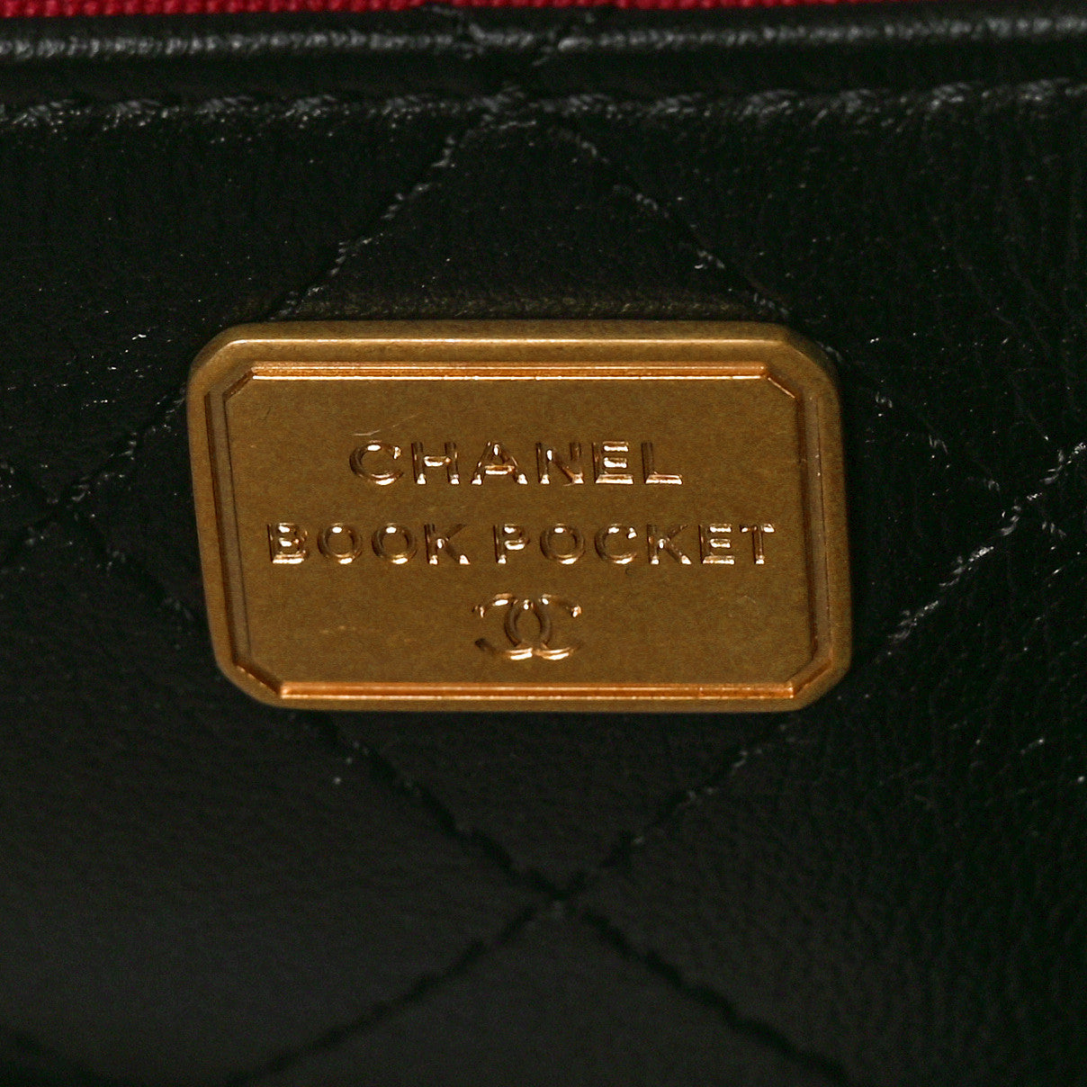 Calfskin Quilted Book Pocket Shopping Tote Black