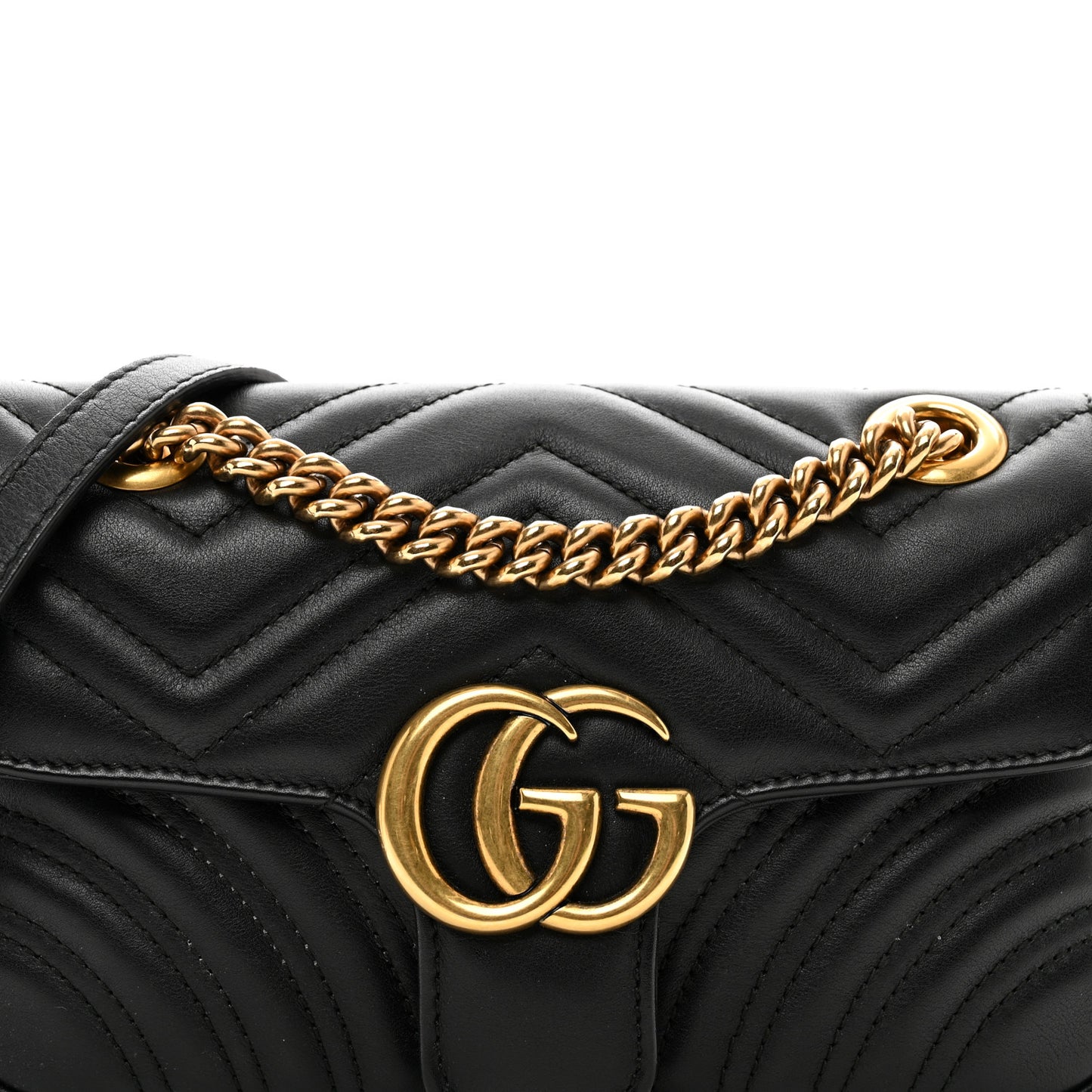 Calfskin Matelasse Mini GG Marmont Shoulder Bag Black