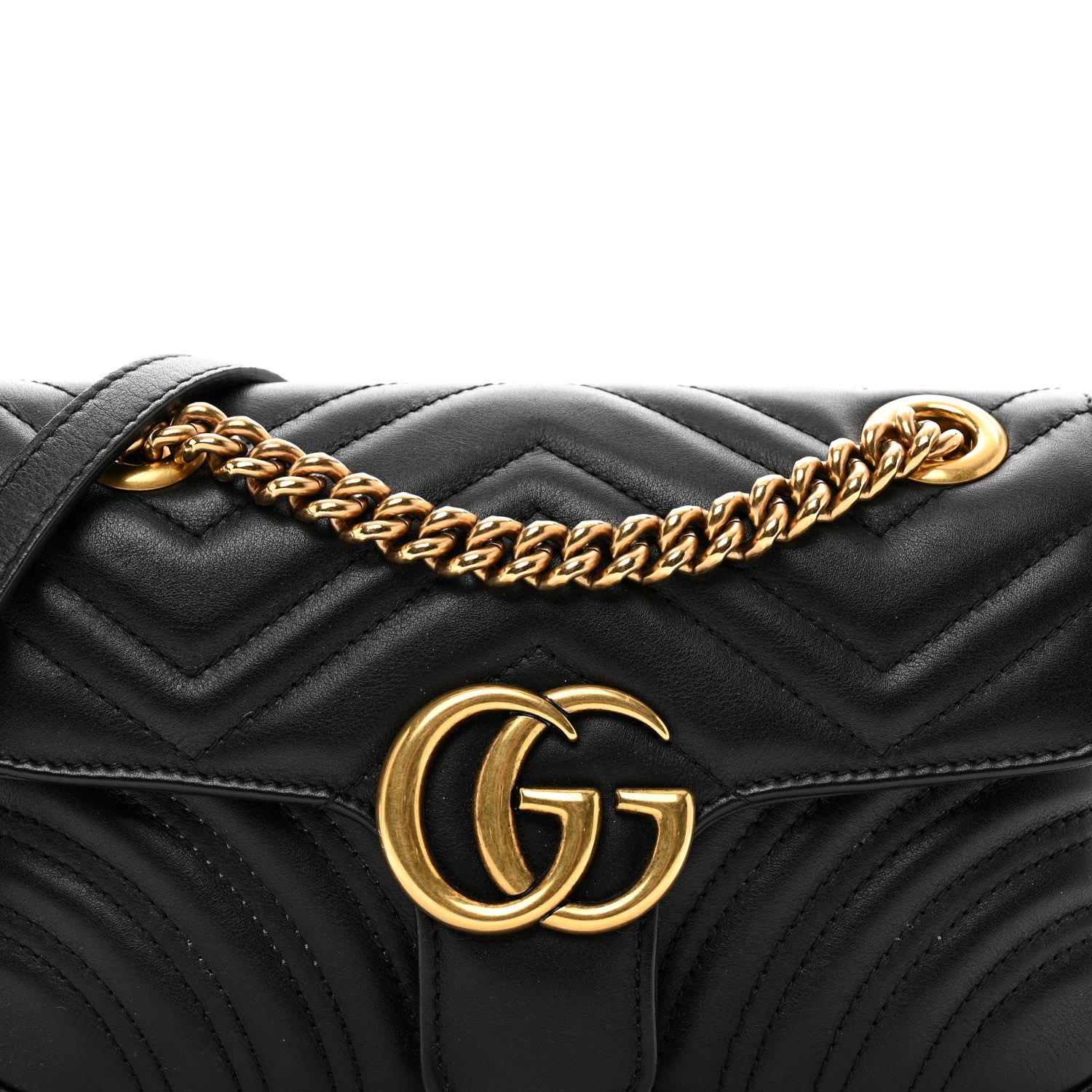 Gucci Calfskin Matelasse Mini GG Marmont Shoulder Bag Black 5 of 11