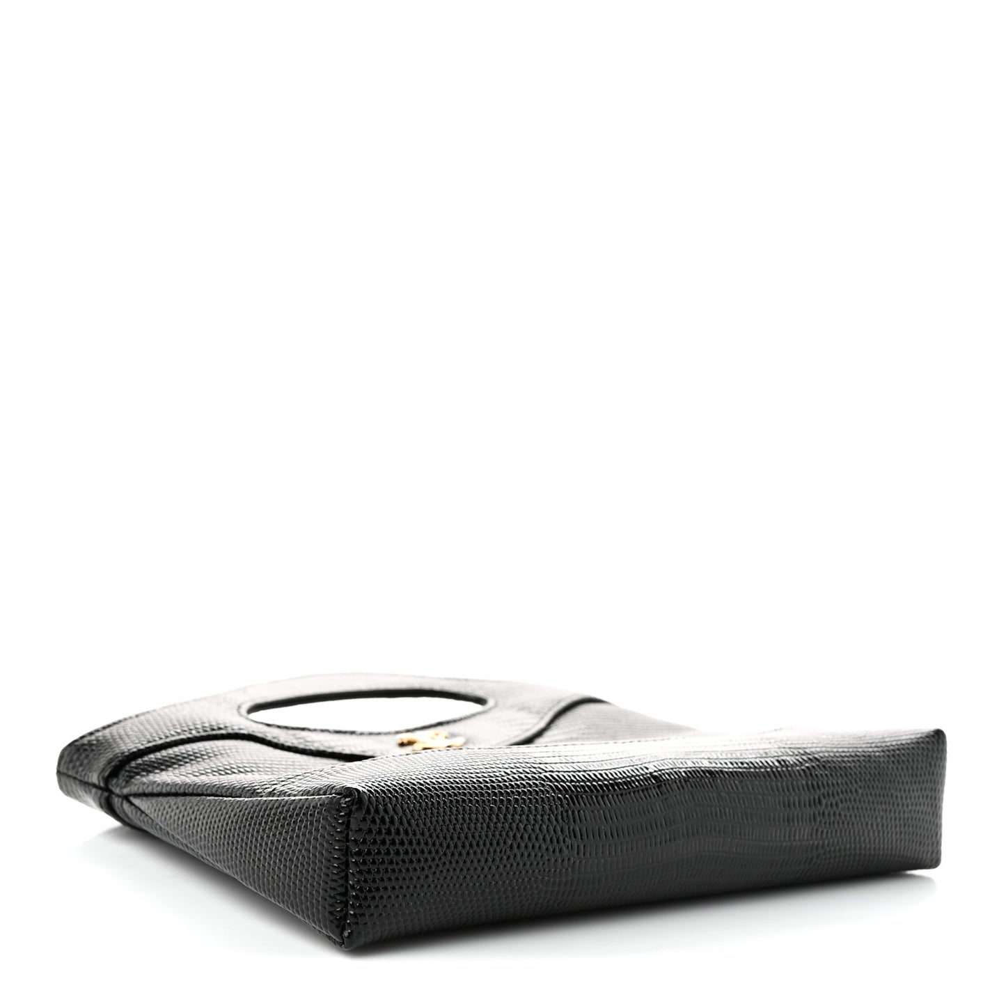 Calfskin Lizard Embossed Quilted Nano 31 Shopping Bag Black