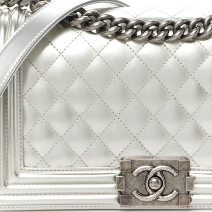 Chanel Metallic Patent Calfskin Quilted Medium Boy Flap Silver 8 of 10