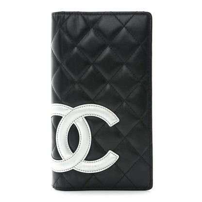 Chanel Calfskin Quilted Cambon Yen Wallet Black Silver 1 of 12