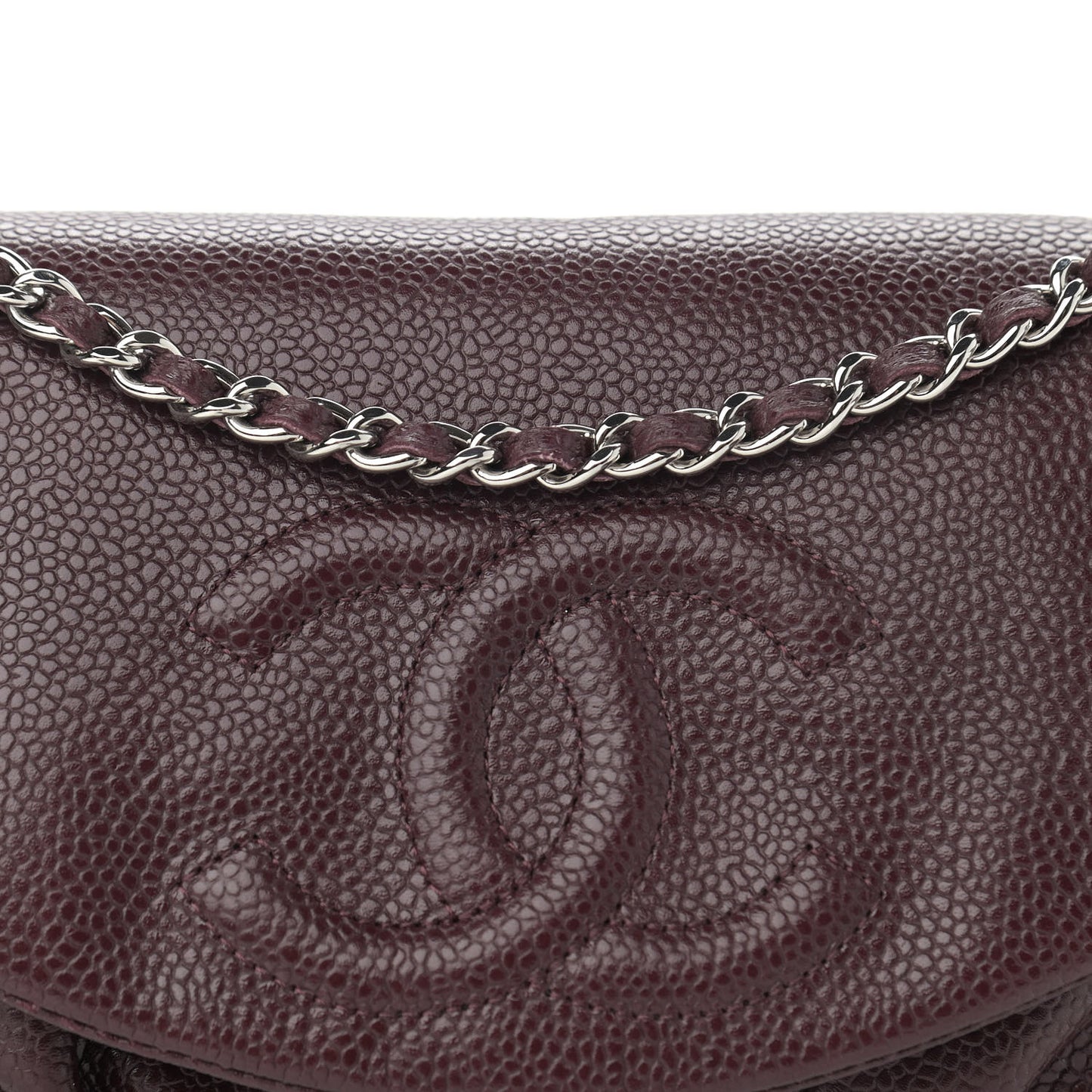 Caviar Half Moon Wallet On Chain WOC Bordeaux