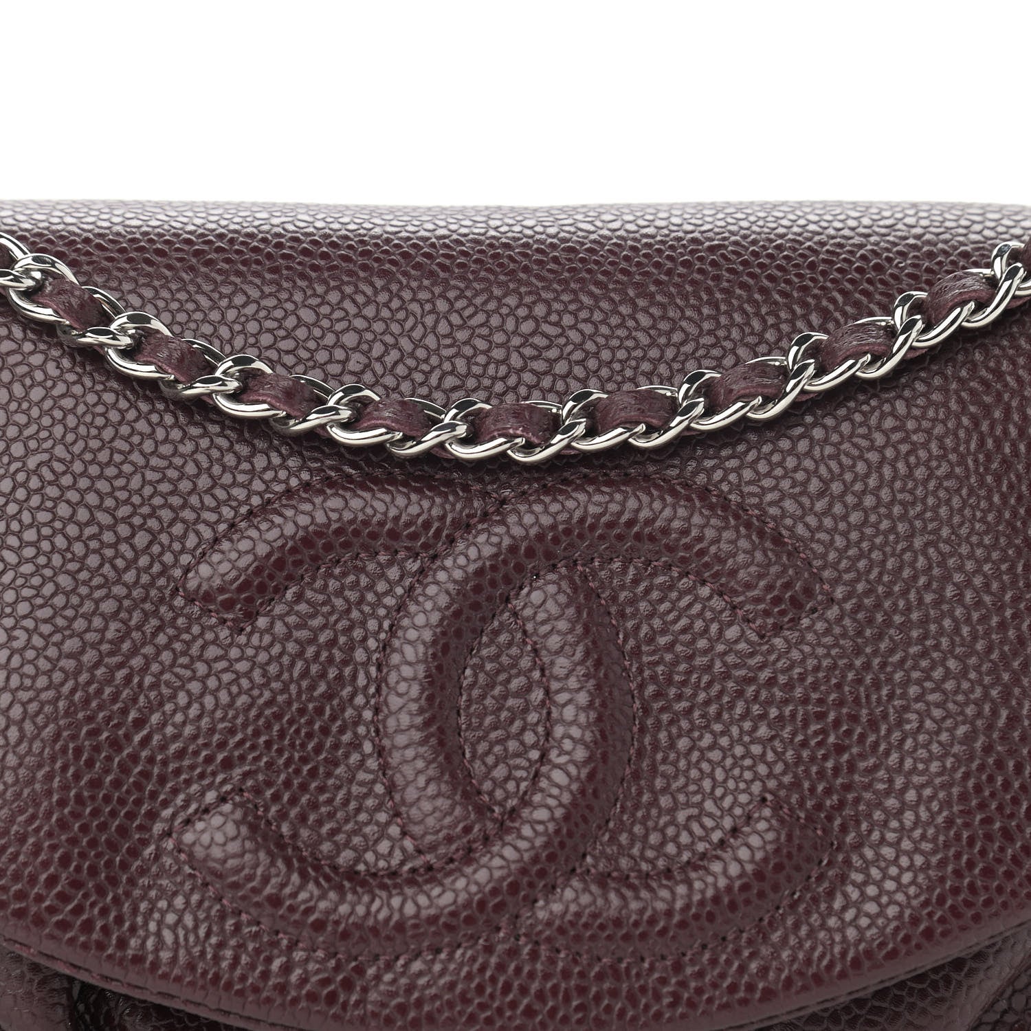 Chanel Caviar Half Moon Wallet On Chain WOC Bordeaux 9 of 12