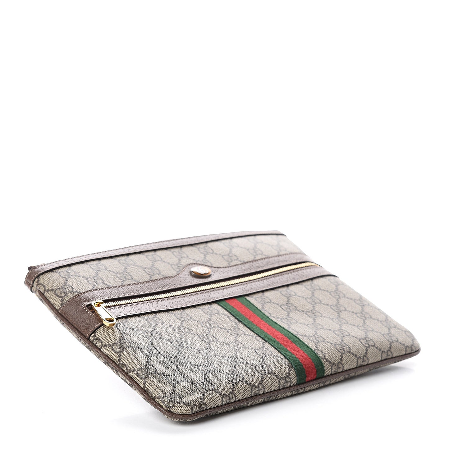 GG Supreme Monogram Large Ophidia Pouch Clutch Brown