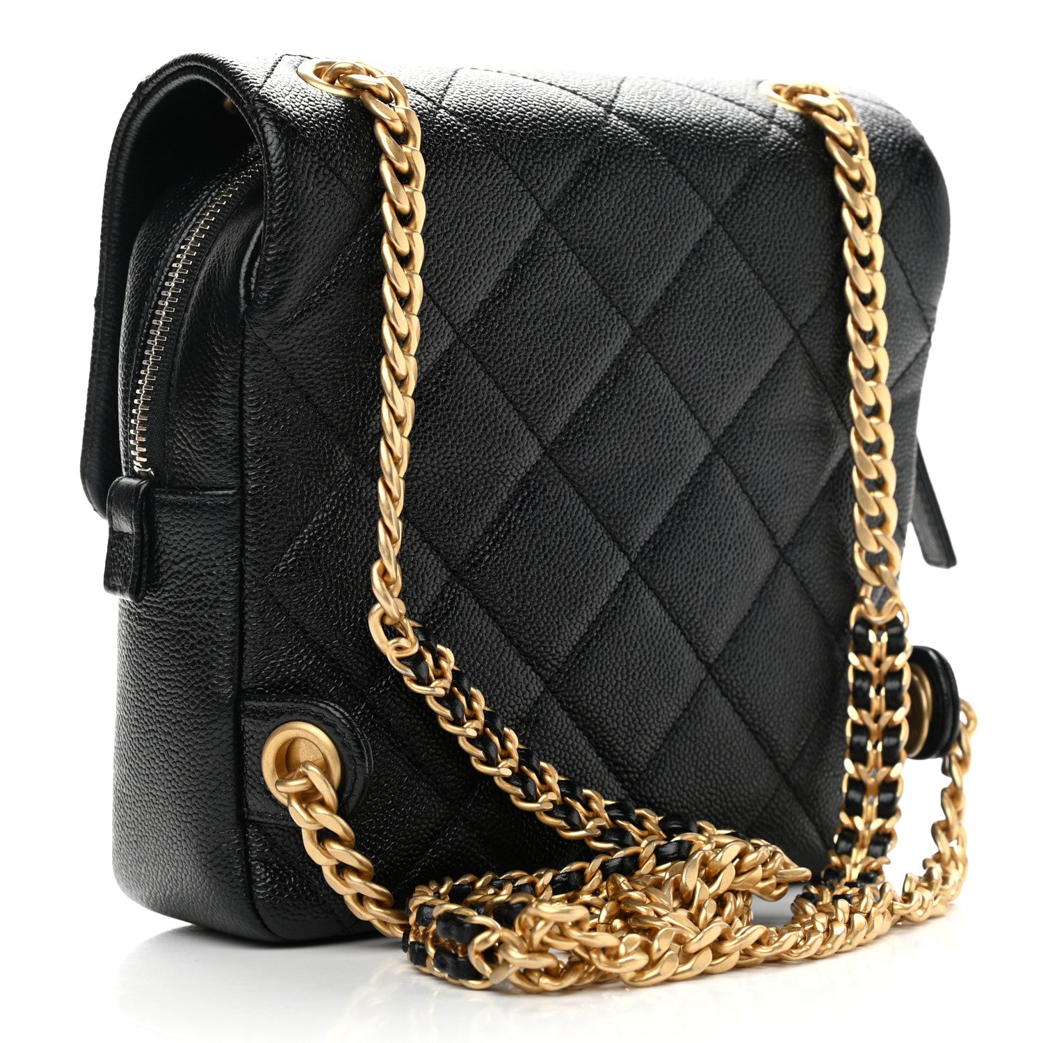 Chanel Shiny Caviar Quilted Chain Melody Backpack Black 3 of 11