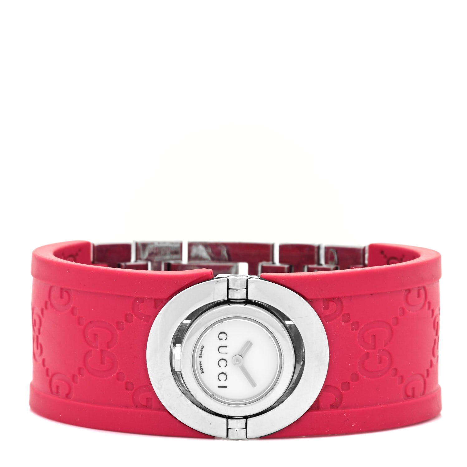 Gucci Stainless Steel Rubber 23mm Twirl Quartz Watch Fuchsia 2 of 4
