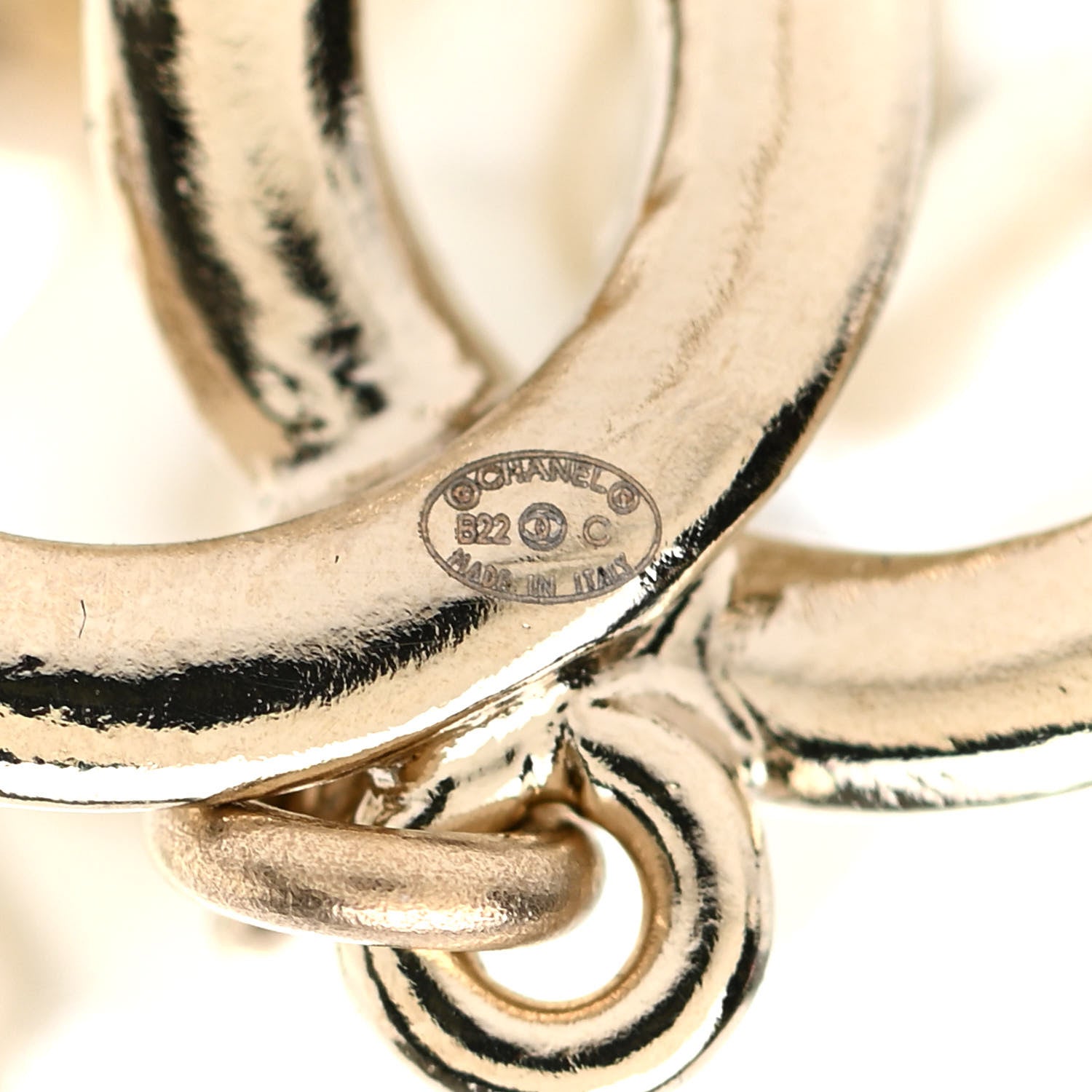 Chanel Pearl CC Double Heart Drop Earrings Gold 4 of 4