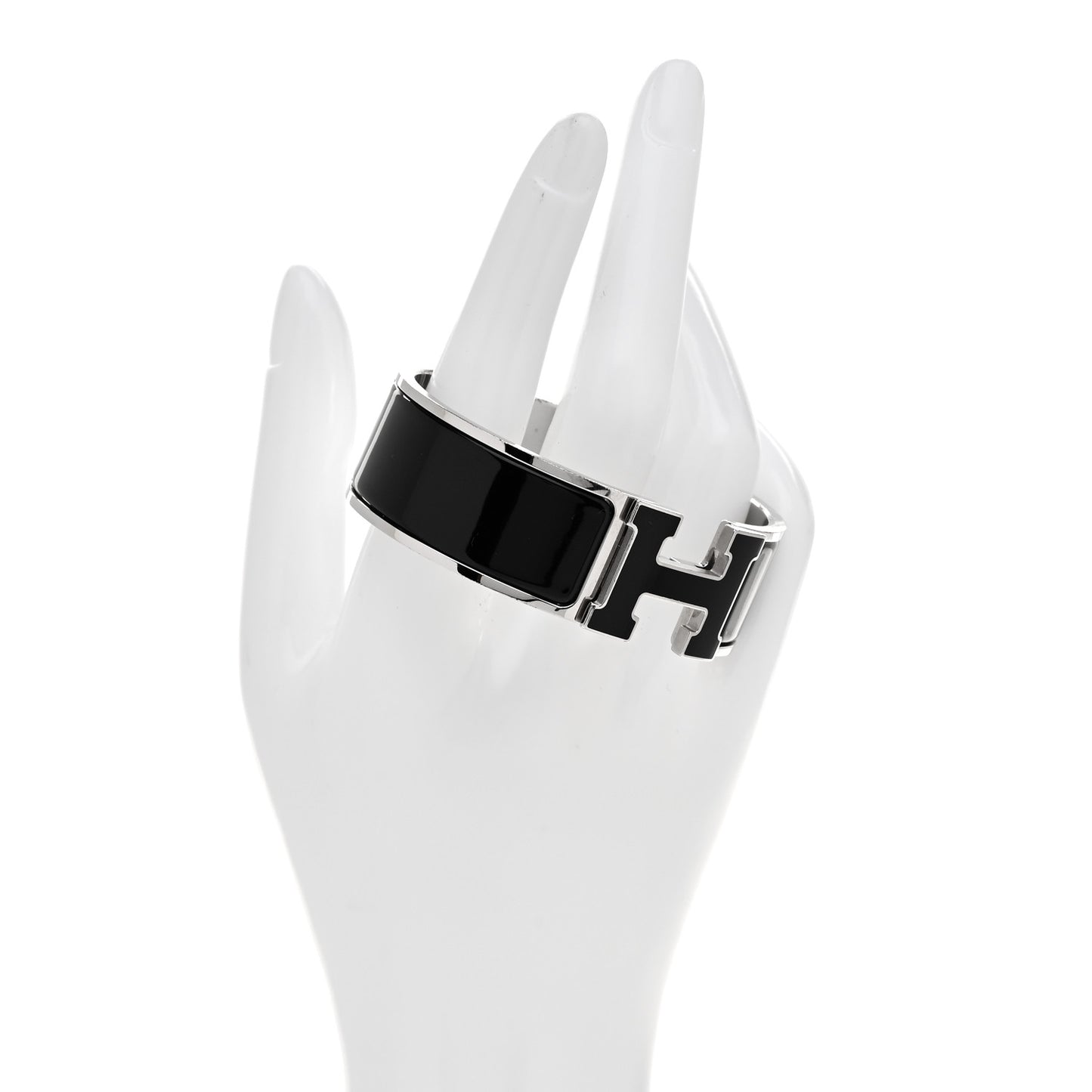 Enamel Wide Clic Clac H Bracelet GM Black