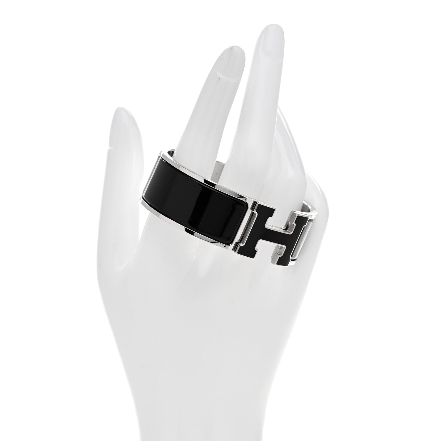 Hermes Enamel Wide Clic Clac H Bracelet GM Black 2 of 4