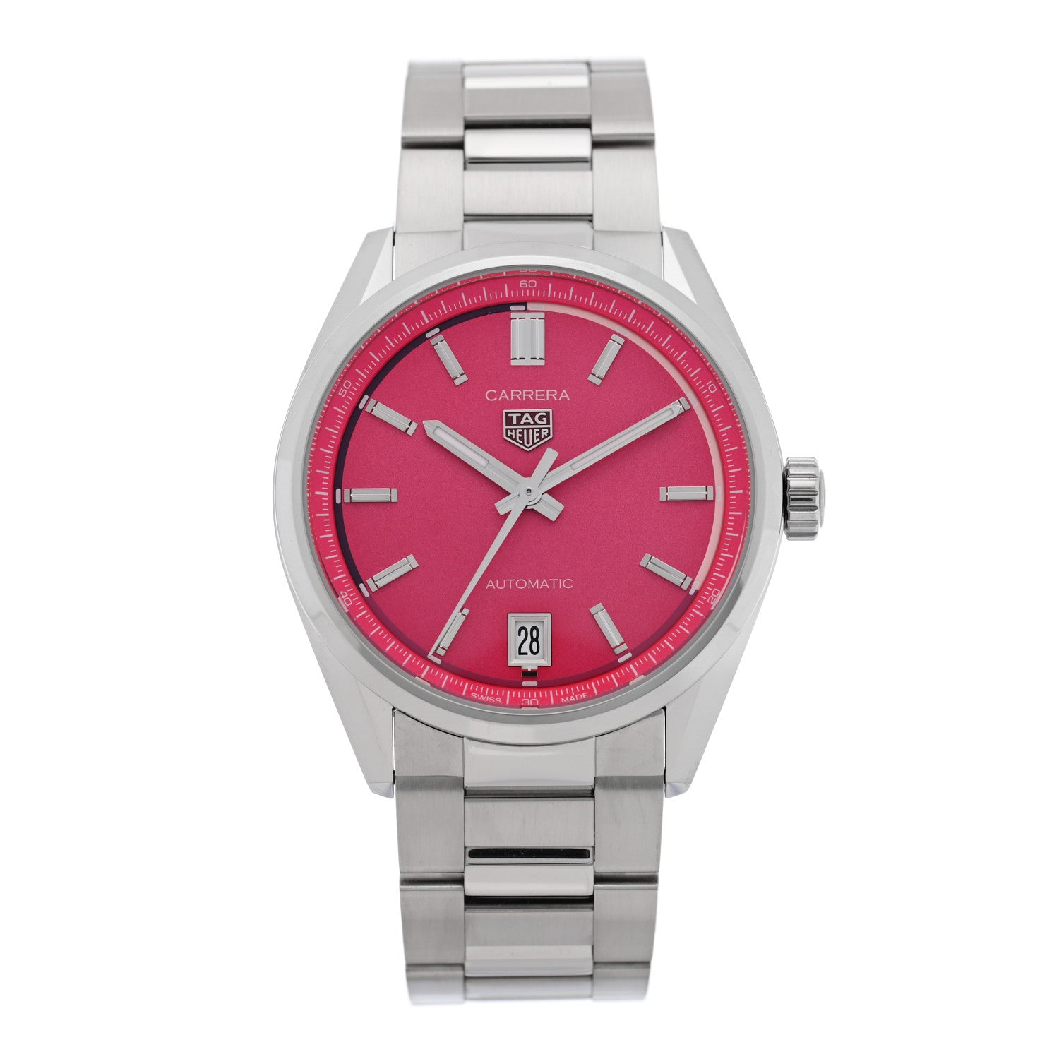 Tag Heuer Stainless Steel 36mm Carrera Date Automatic Watch Pink WBN2313 1 of 5